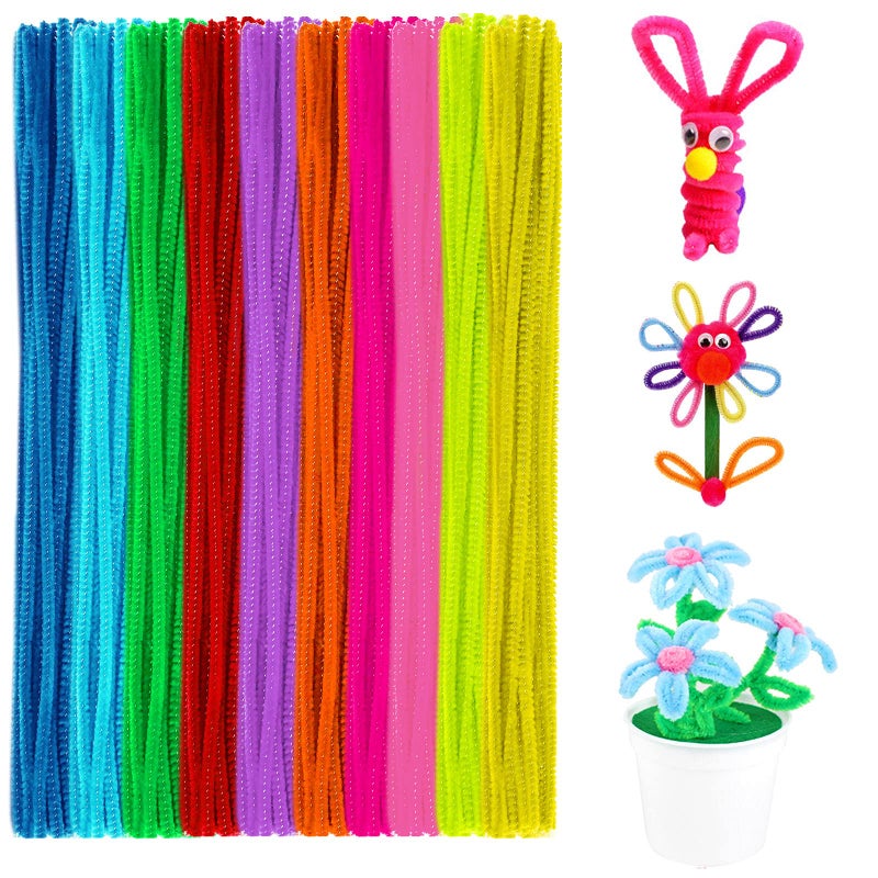 Anvin Pipe Cleaners 100 Pcs 10 Colors Chenille Stems for DIY Crafts Decorations Creative School Projects (6 mm x 12 Inch, Assorted Bright Colors) - Image 1